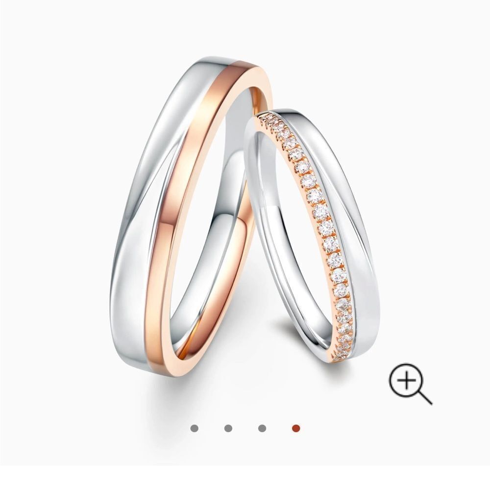 Two-toned Wedding Rings like new too small for me Diamond and rose / white gold